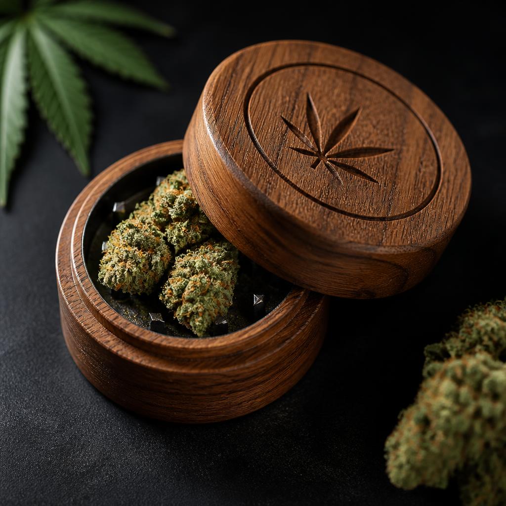 Aircraft aluminum and walnut herb grinders